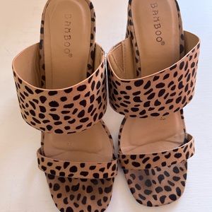 BAMBOO Cheetah Block Heel